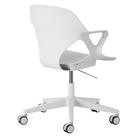 The Zeph Multipurpose Chair with Arms from Herman Miller alpine shell from an angle.