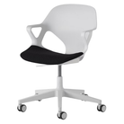 The Zeph Multipurpose Chair with Arms from Herman Miller alpine shell with black seat pad.