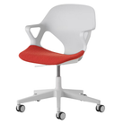 The Zeph Multipurpose Chair with Arms from Herman Miller alpine shell with blaze seat pad.