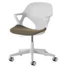 The Zeph Multipurpose Chair with Arms from Herman Miller alpine shell with moss seat pad.