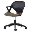 The Zeph Multipurpose Chair with Arms from Herman Miller black shell with moss seat pad.