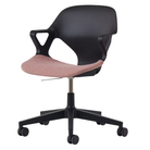 The Zeph Multipurpose Chair with Arms from Herman Miller black shell with tea rose seat pad.