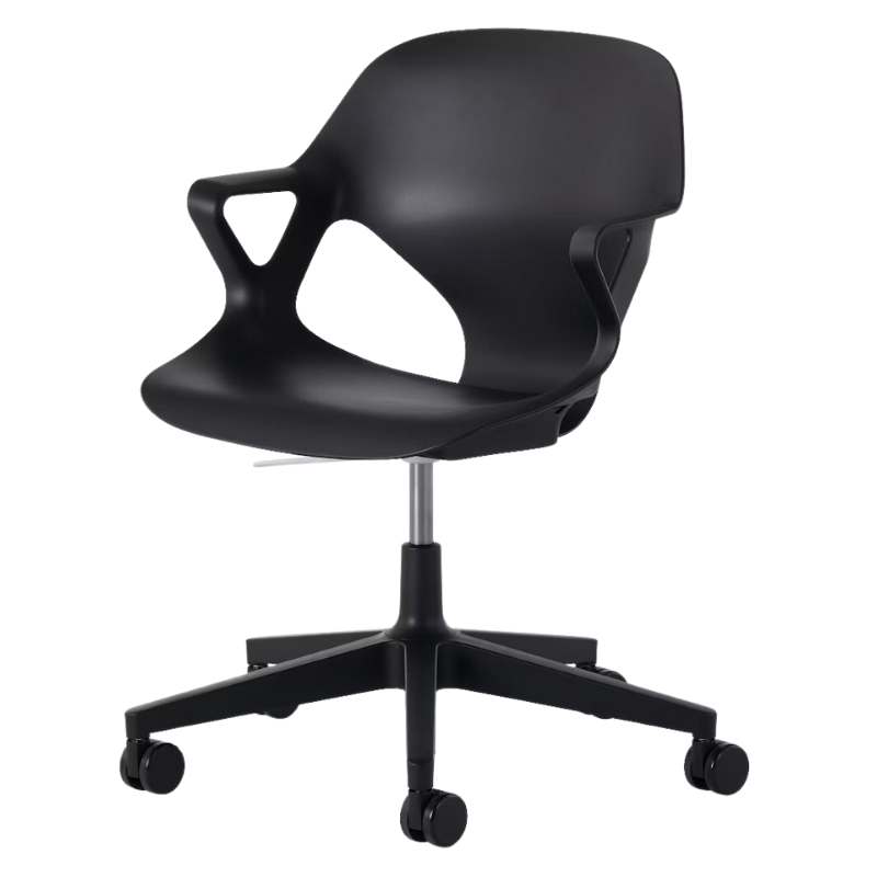 The Zeph Multipurpose Chair with Arms from Herman Miller black shell.