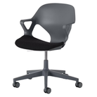 The Zeph Multipurpose Chair with Arms from Herman Miller carbon shell with black seat pad.