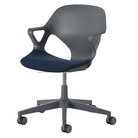 The Zeph Multipurpose Chair with Arms from Herman Miller carbon shell with nightfall seat pad.