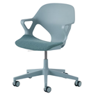 The Zeph Multipurpose Chair with Arms from Herman Miller glacier shell with glacier seat pad.