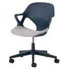 The Zeph Multipurpose Chair with Arms from Herman Miller nightfall shell with alpine seat pad.