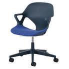 The Zeph Multipurpose Chair with Arms from Herman Miller nightfall shell with bluebell seat pad.