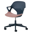 The Zeph Multipurpose Chair with Arms from Herman Miller nightfall shell with tea rose seat pad.