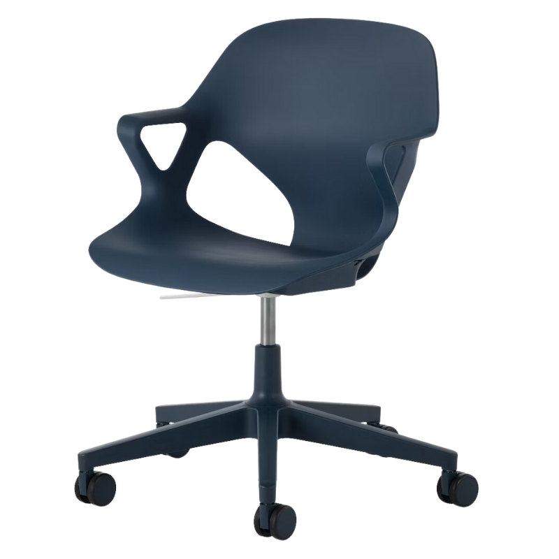 The Zeph Multipurpose Chair with Arms from Herman Miller nightfall shell.