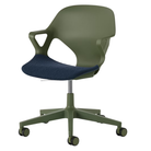 The Zeph Multipurpose Chair with Arms from Herman Miller olive shell with nightfall seat pad.