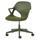 The Zeph Multipurpose Chair with Arms from Herman Miller olive shell with olive seat pad.