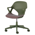 The Zeph Multipurpose Chair with Arms from Herman Miller olive shell with silt seat pad.