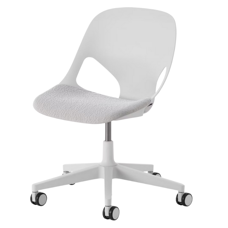 The Zeph Multipurpose Chair without Arms from Herman Miller alpine shell with alpine seat pad.