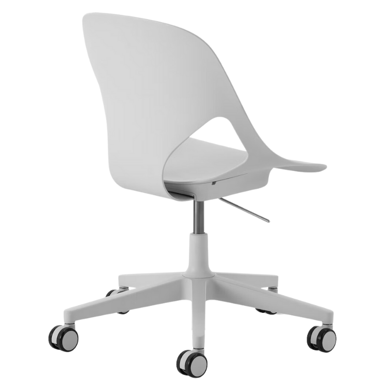 The Zeph Multipurpose Chair without Arms from Herman Miller alpine shell from the rear.