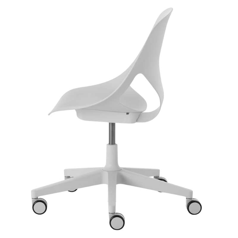 The Zeph Multipurpose Chair without Arms from Herman Miller alpine shell from the side.