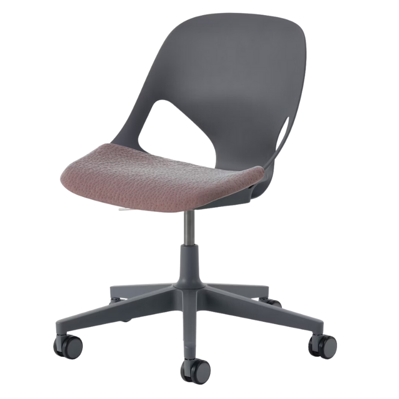 The Zeph Multipurpose Chair without Arms from Herman Miller carbon shell with silt seat pad.