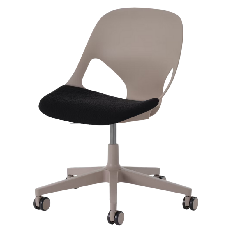 The Zeph Multipurpose Chair without Arms from Herman Miller cocoa shell with black seat pad.