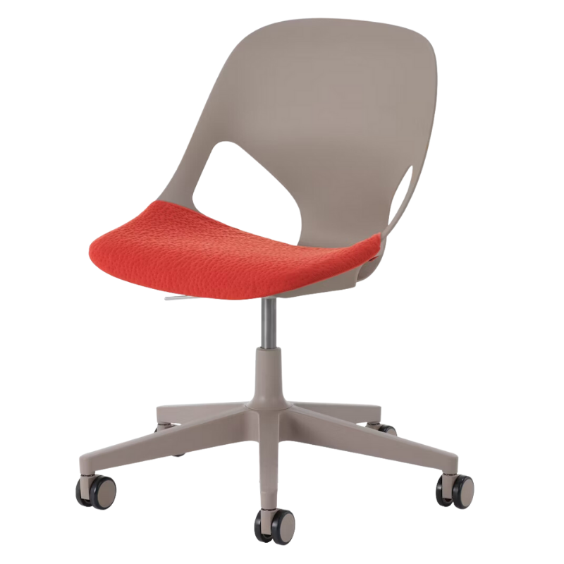 The Zeph Multipurpose Chair without Arms from Herman Miller cocoa shell with blaze seat pad.