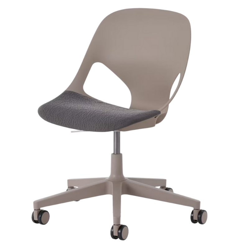 The Zeph Multipurpose Chair without Arms from Herman Miller cocoa shell with carbon seat pad.