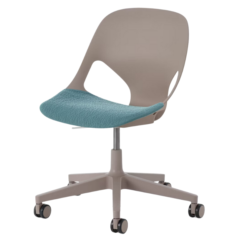 The Zeph Multipurpose Chair without Arms from Herman Miller cocoa shell with glacier seat pad.