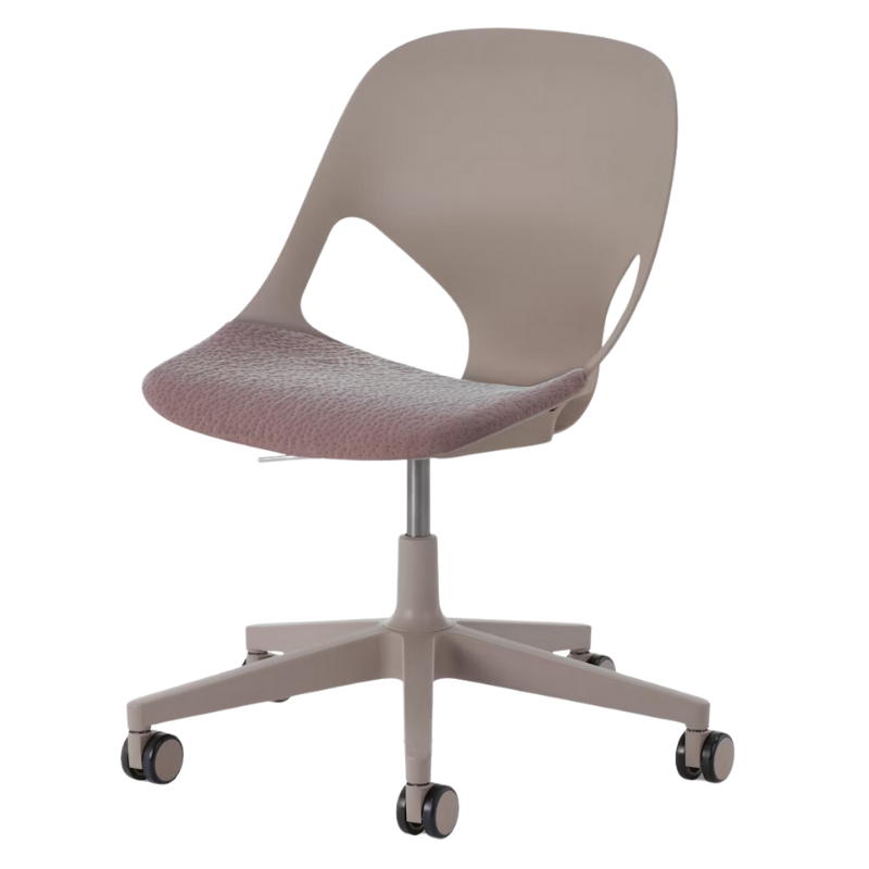 The Zeph Multipurpose Chair without Arms from Herman Miller cocoa shell with silt seat pad.