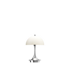 The Panthella 160 Portable Lamp from Louis Poulsen in chrome opal beige.