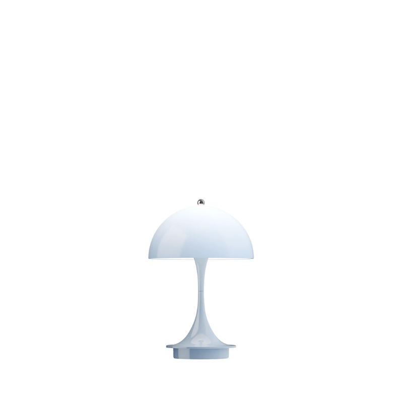 The Panthella 160 Portable Lamp from Louis Poulsen in opal pale blue.