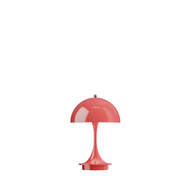 The Panthella 160 Portable Lamp from Louis Poulsen in opaque coral.