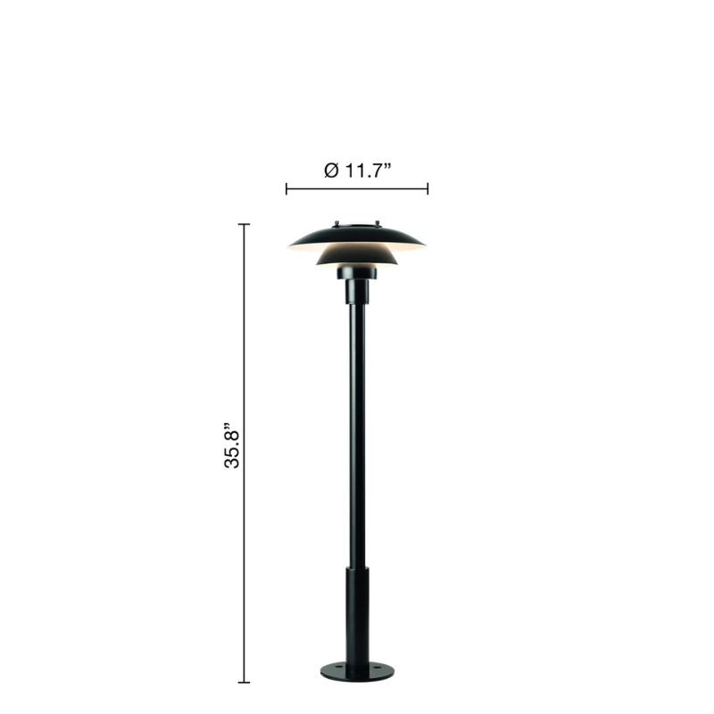 The 35.8 inch PH 3-2½ Bollard from Louis Poulsen dimensions.