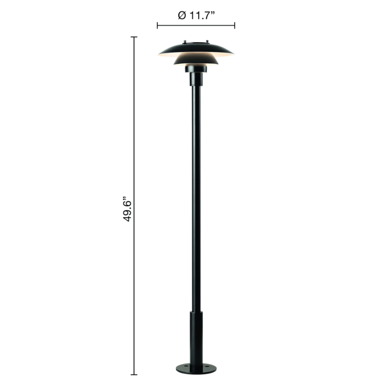 The 49.6 inch PH 3-2½ Bollard from Louis Poulsen dimensions.