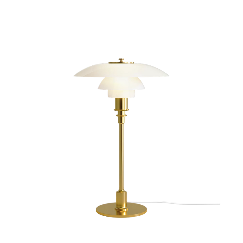 The PH 3/2 Glass Table Lamp from Louis Poulsen in brass.