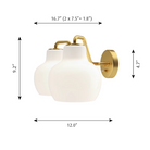 The VL Ring Crown Wall Light from Louis Poulsen with 2 pendants dimensions.