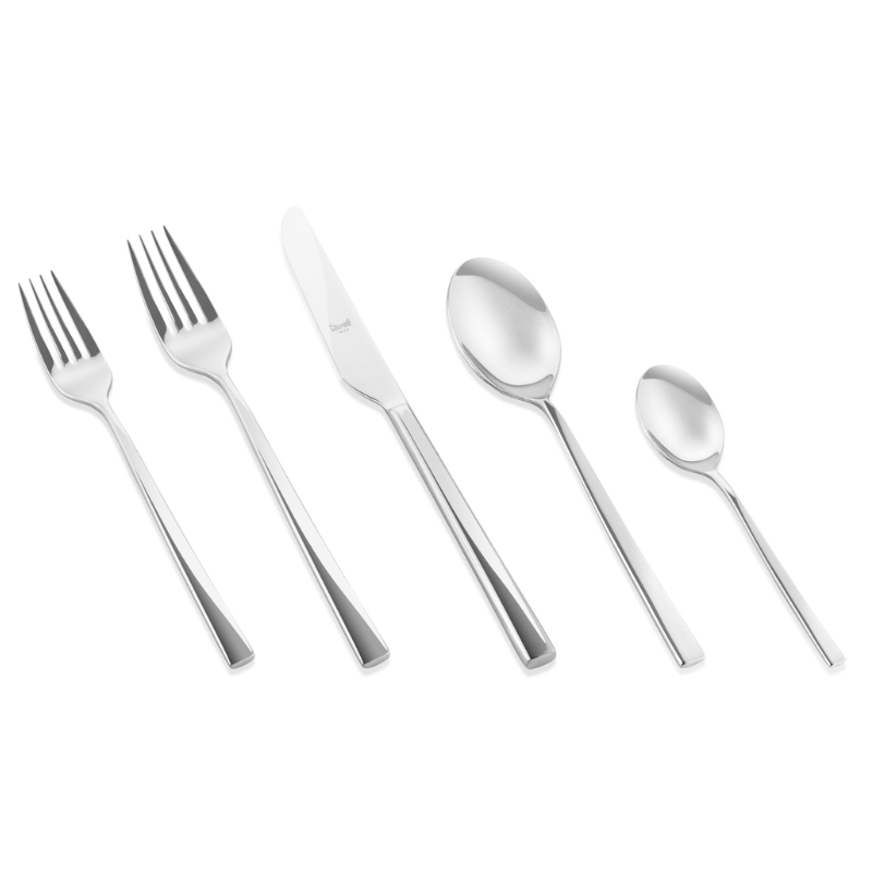 The Atena 5 Piece Cutlery Set from Mepra in mirror.