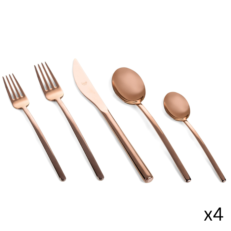 The Due 20 Piece Cutlery Set from Mepra in bronze.