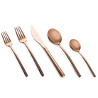 The Due 5 Piece Cutlery Set from Mepra in bronze.