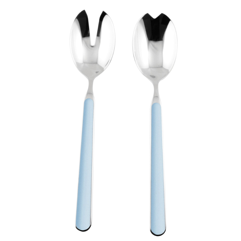 The Fantasia Salad Serving Set from Mepra in light blue.