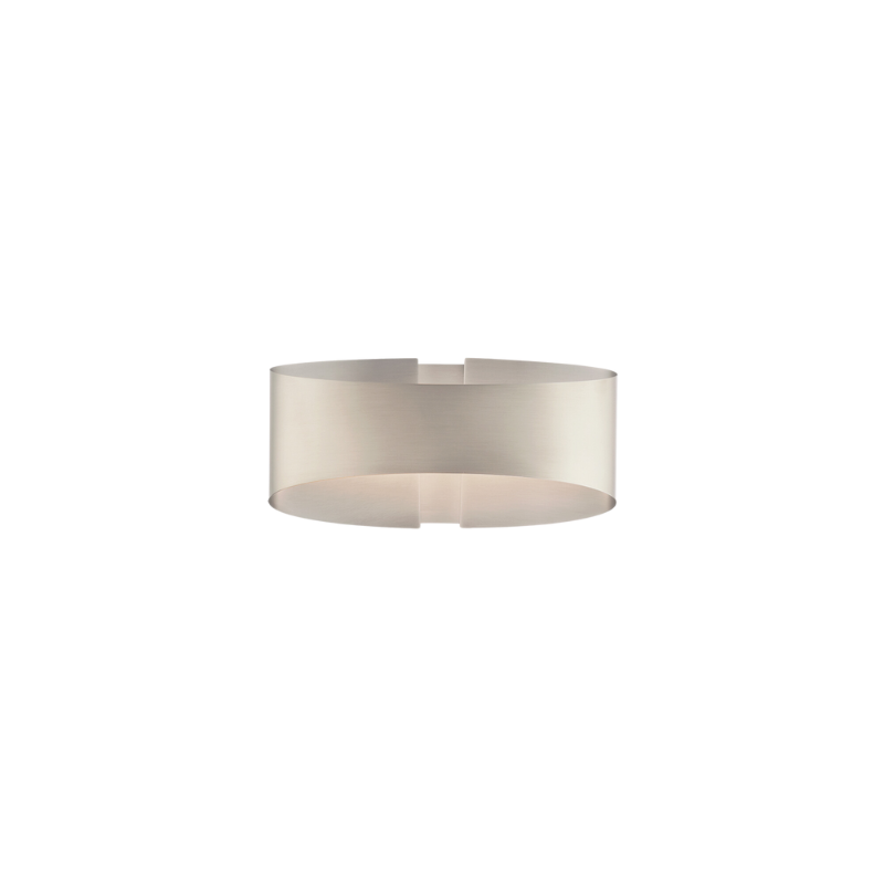 The Swerve Wall Sconce from Modern Forms in polished nickel from the front.