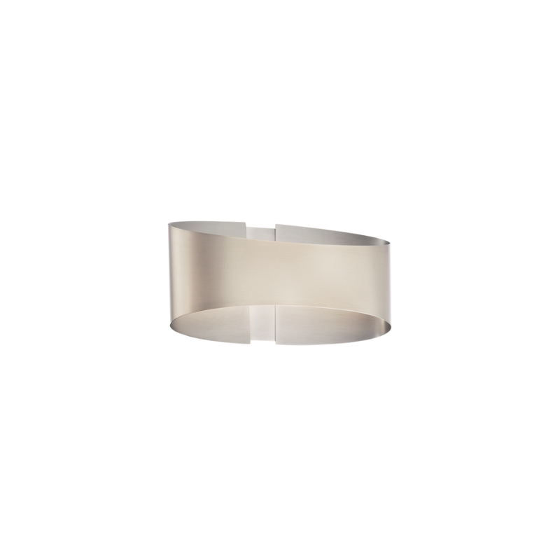 The Swerve Wall Sconce from Modern Forms in polished nickel.