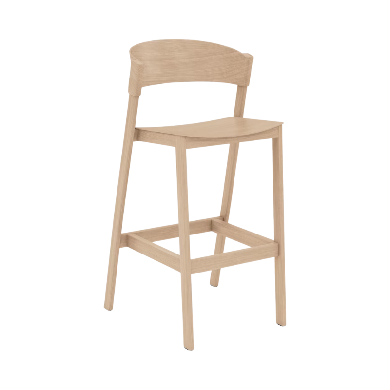 Bar stool with back. Cover Bar Stool by Muuto in oak.