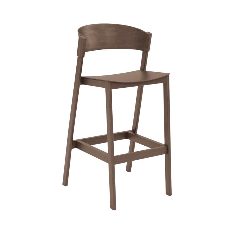 Bar stool with back. Cover Bar Stool by Muuto in stained dark brown. 