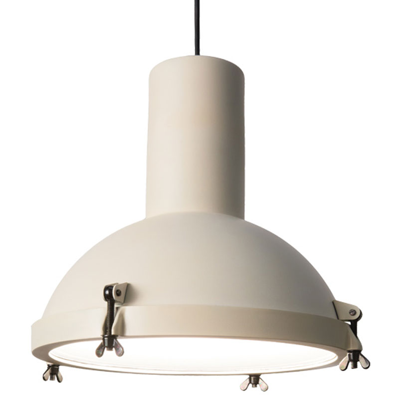 The Projecteur Pendant from Nemo size large, white sand color.