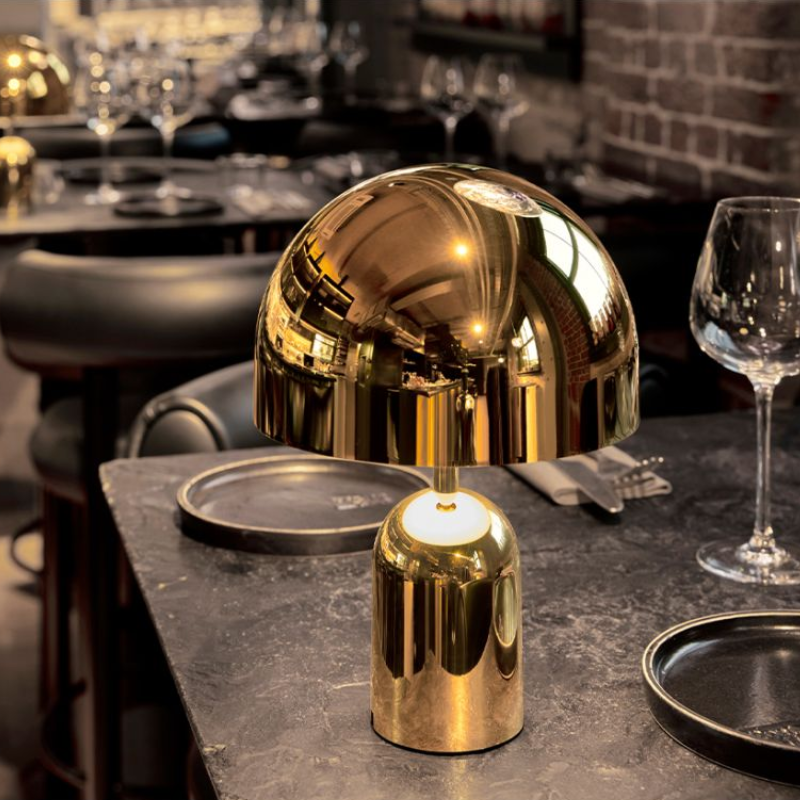 The Bell Portable LED from Tom Dixon in a restaurant.