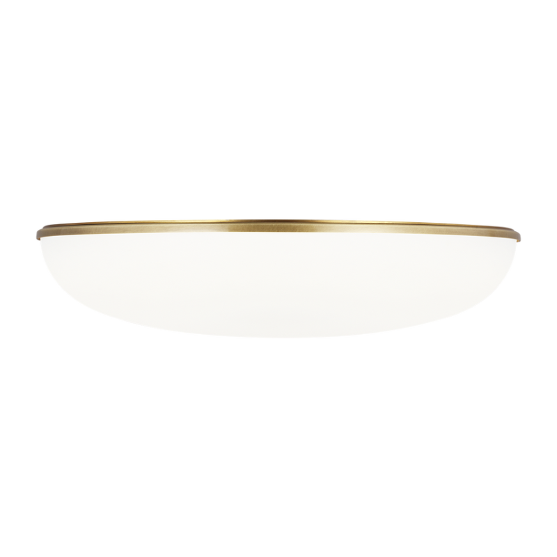 The Megan Flush Mount from Visual Comfort and Co in plated brass from the side.