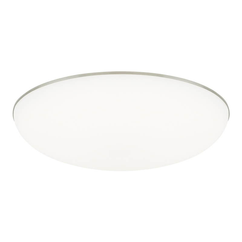 The Megan Flush Mount from Visual Comfort and Co in satin nickel.