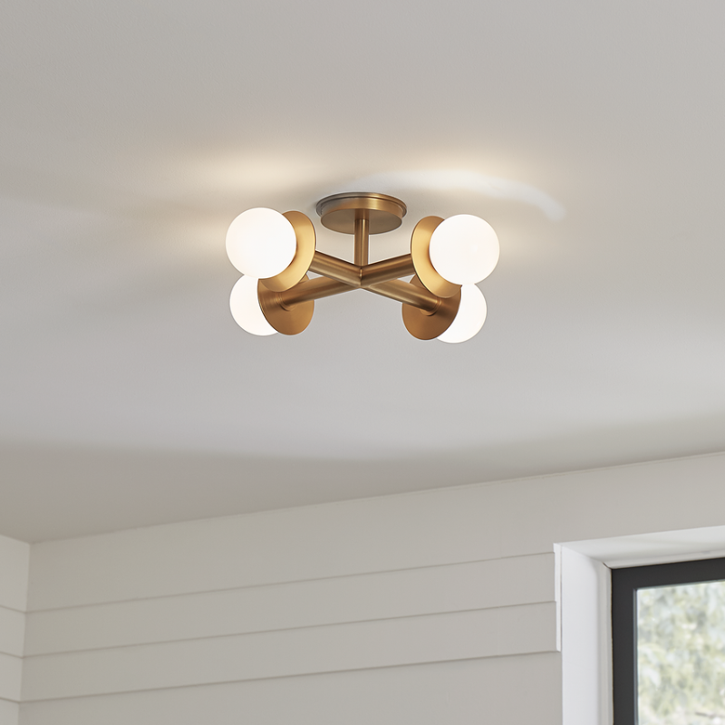 The Nodes Semi-Flush Mount from Visual Comfort & Co in a living room.