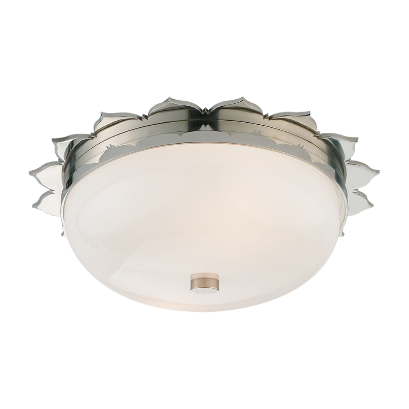 The small Rachel Flush Mount from Visual Comfort & Co in polished nickel.