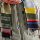 The Nyack Scarf by Wallace and Sewell in harlequin worn.