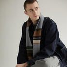 The Strathay Scarf from Wallace & Sewell in fog worn.