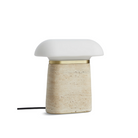 The Nova Table Lamp by Woud in ivory travertine.